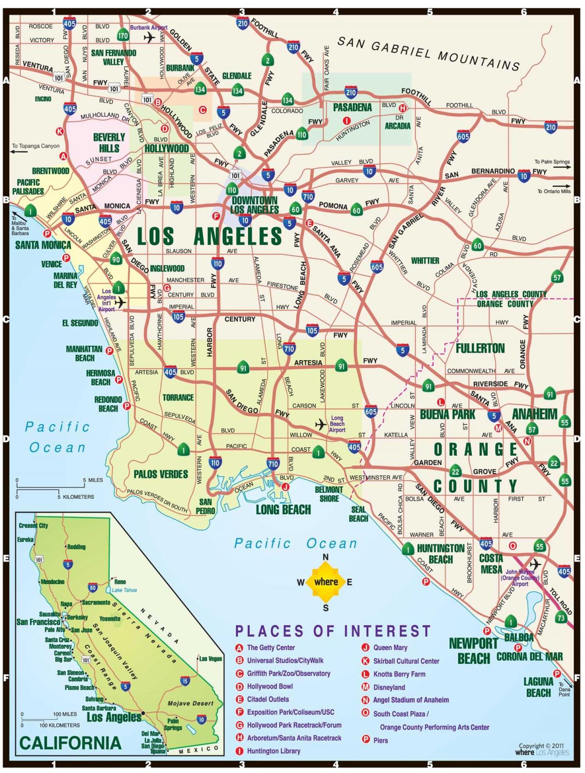 خريطة مدينة لوس أنجلوس