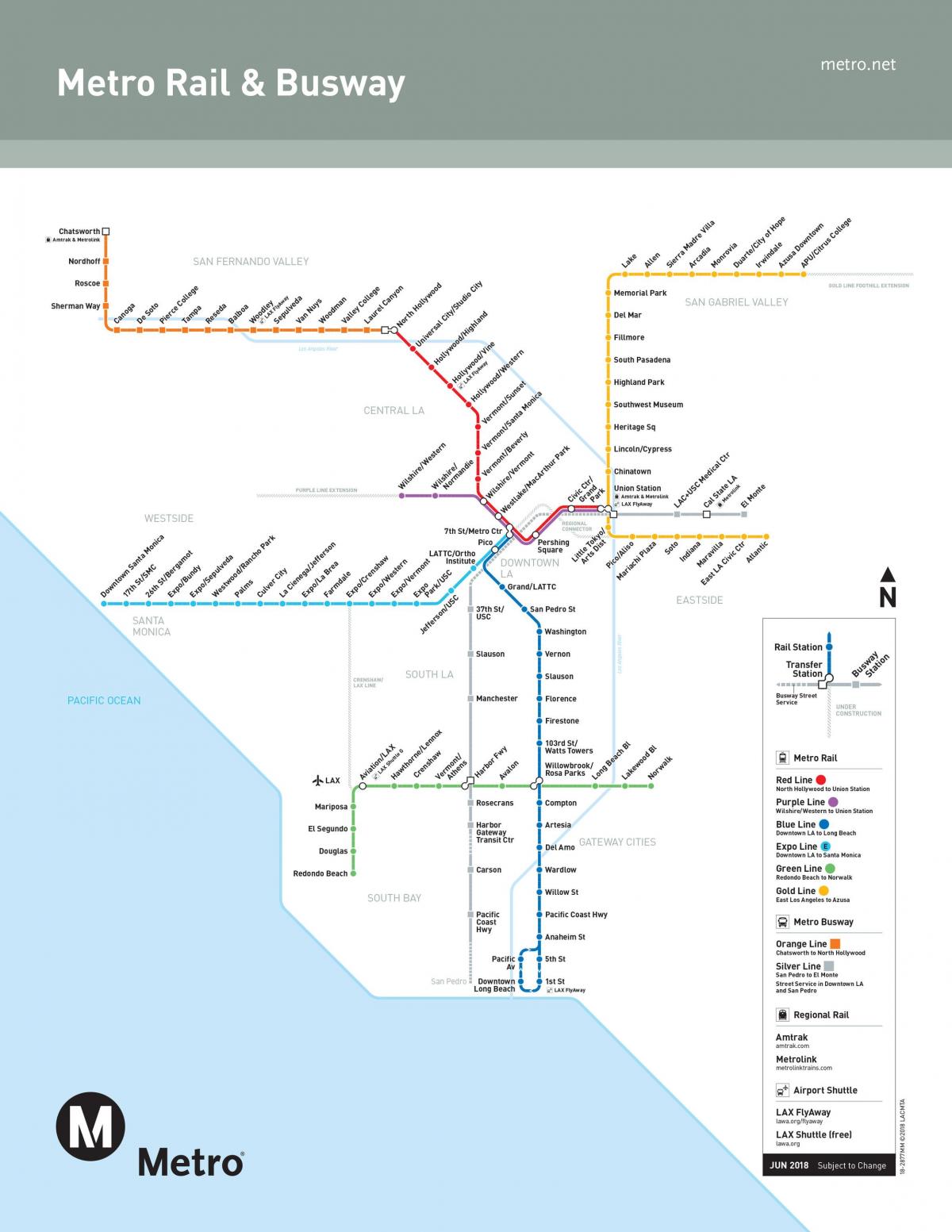 خريطة محطات مترو لوس أنجلوس