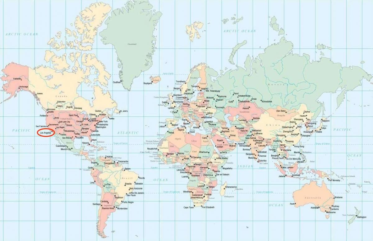 موقع لوس أنجلوس على خريطة العالم